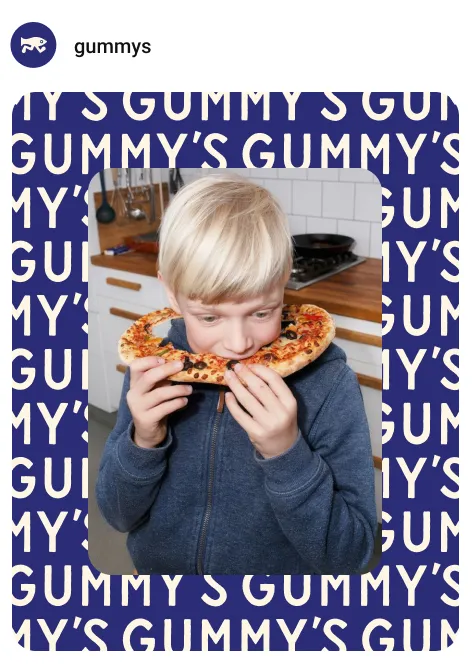 Gummy's — kid eating pizza